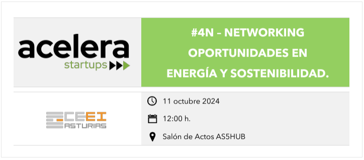 Imagen 4º Evento de networking Acelera Startups Asturias: Oportunidades en el ámbito de la Energía y Sostenibilidad